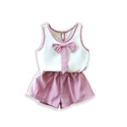 2019 summer new fashion korean baby girls clothes kids children dress sets wholesale bowknot two piece set women clothing