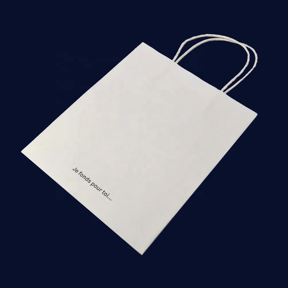 时尚的可回收白色牛皮纸袋用您自己的徽标定制购物袋