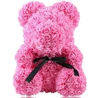 Custom made 40 cm large wedding bridal shower gift artificial rose teddy bear flower for sale