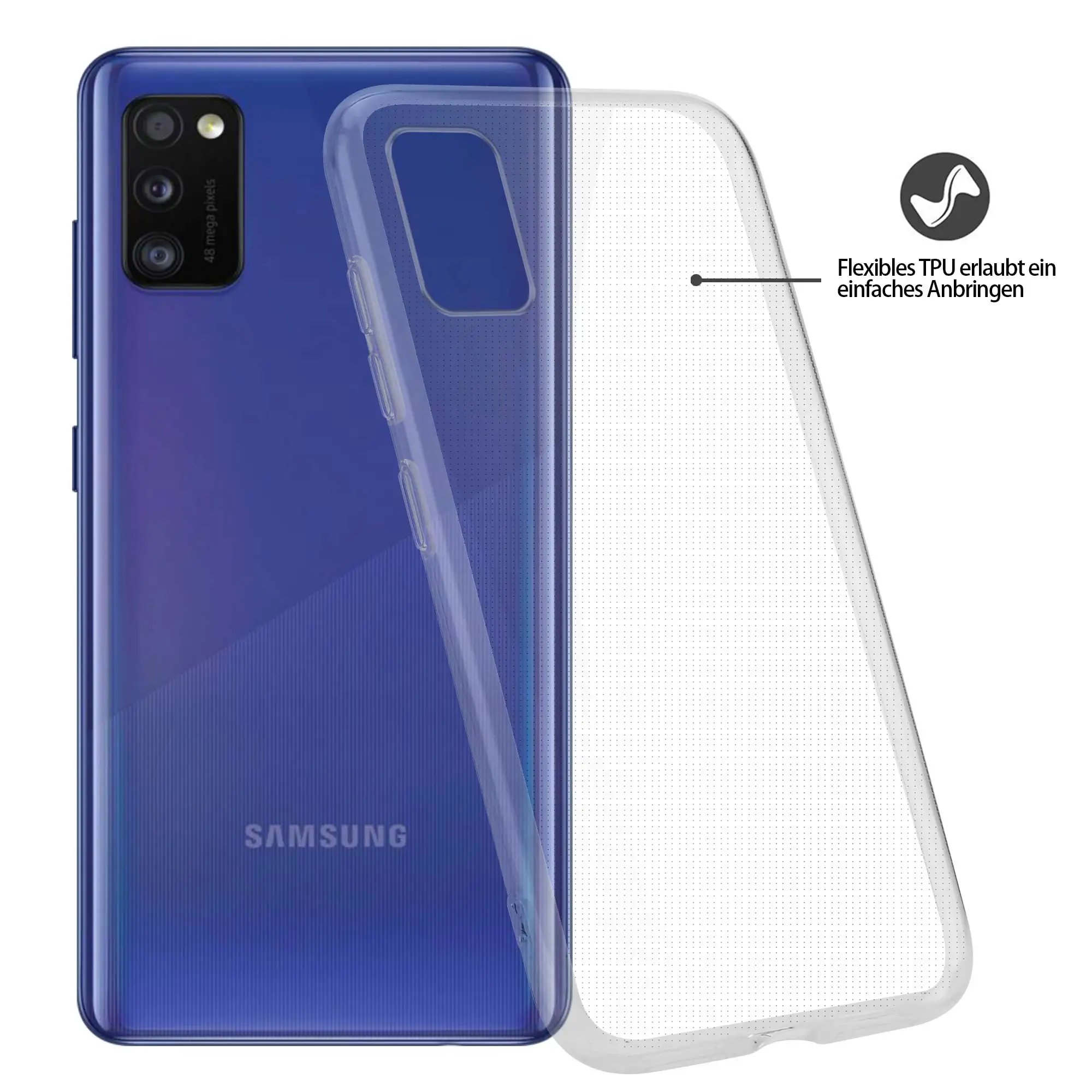 三星galaxy a41 1.0毫米厚度水晶透明tpu手机壳相机保护轻巧后盖