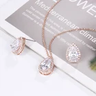 Zirconia Jewelry Set New Arrival Large Pear Shape Cubic Zirconia CZ Crystal Necklace And Earring Bridal Wedding Jewelry Set