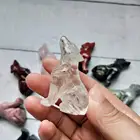 Natural hand carved clear quartz crystal wolf animals figurine small size wolves statue for feng shui