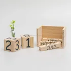 Wooden unique perpetual desk calendar wooden block office desktop decoration