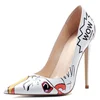 Fashion New Design Women High Thin Heel Dress Shoes Large Size 45 Basic Stiletto Pumps Funny Image Print Party Shoes