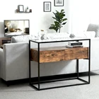 China Furniture Wholesale Mid Century Mini Console Wood Glass Narrow Hall Stand Sofa Table And Chairs