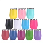 12oz Stainless Steel Egg Shape Thermos wine Tumbler cup vacuum Travel Mug