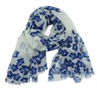 New korean style blue flower beach sunscreen summer print scarf shawl for women