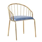 Popular Comfort Back Blue Flocking Sponge Chair Gold Stainless Steel Frame Hotel Chair