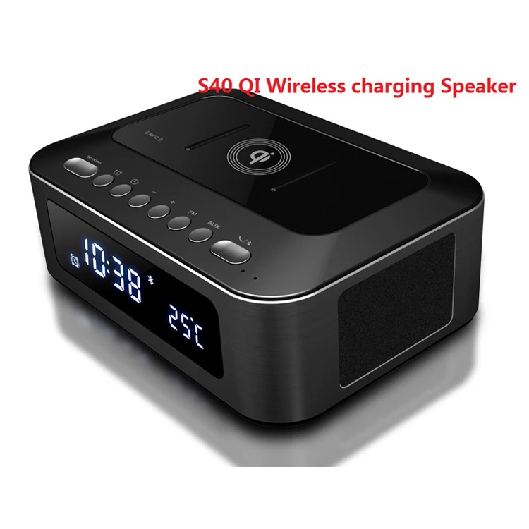 Wireless QI Charger Transmitter Blue tooth NFC Speaker With Alarm Clock - ANKUX.COM