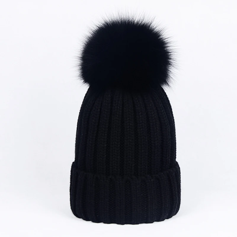 black beanie bobble hat