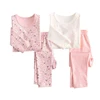 Custom Wholesale Cute Pink Long Sleeve Pajamas Pjs Sets Cotton Children Pyjamas Kids Girls