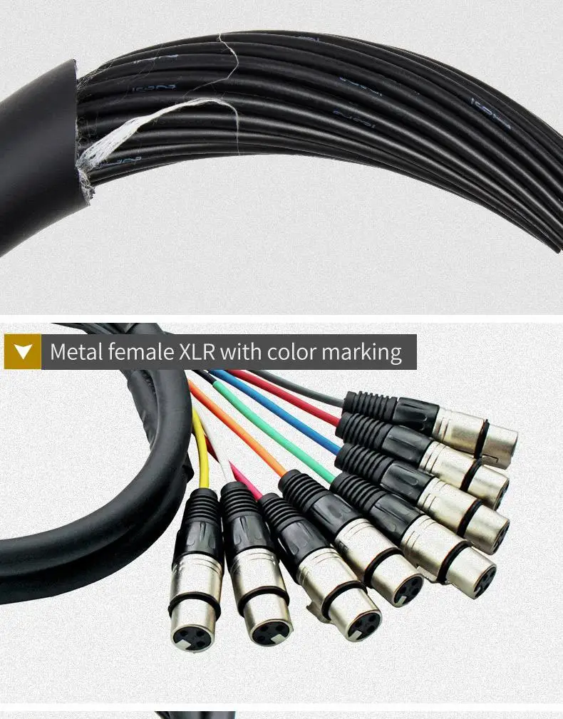 Wholesaler professional 4/6/8CH XLR male to female multicore audio snake cable - ANKUX.COM