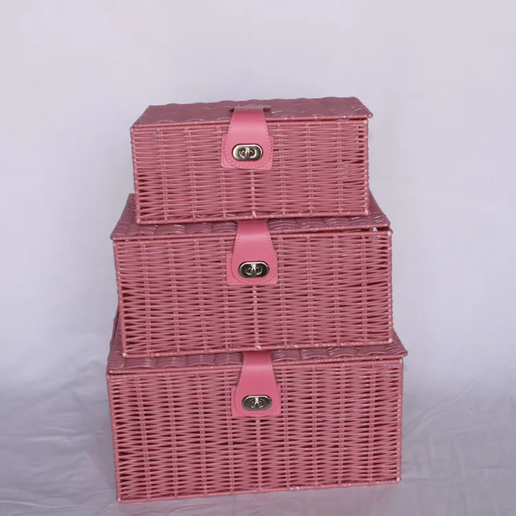 Оптовая продажа корзины для хранения смолы с крышками PP плетеные корзины