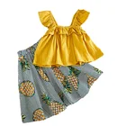 New 2019 summer korean baby children girl fashion sleeveless print flower vest dress loose clothes kids clothing sets