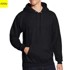 Wholesale Oversize Mens Custom Black plain pullover Hoodie Sweatshirt