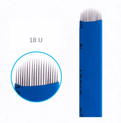 0.20mm Blue Microblading Needle - Stainless Steel Tattoo Needle for Eyebrow Microblading, 500pcs/box