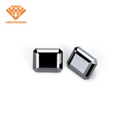 Wholesale synthetic 6*8mm Black color emerald cut white loose Moissanite stones price