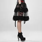 Mid-calf WLQ-095 PUNK RAVE Lolita Skirt Women Tutu Nlack and White Half 80s Gothic