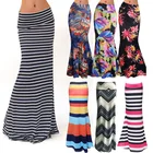 KEYIDI Sexy Curve Elastic High Waist Print Women Long Maxi Mermaid Skirt