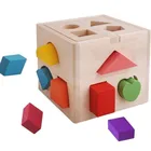 Children Montessori Toys Wooden Shape Sorter Cube Cognitive and Matching Educational toy block