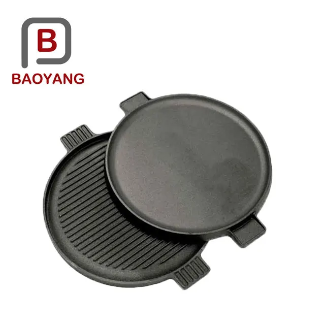 custom cast iron cookware round bbq grill pan