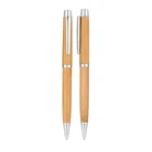 New Material Wood Color Bamboo Ball Point Good Quality Twist Mechanism Bamboo Gel Pen And Ball Pen Set