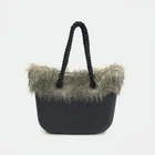 Women Lady Winter Faux Fox Rabbit Fur Surround Collar EVA Handbags Tote Bags Hand Bag