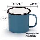 KLP Customized Logo 8oz Coffee Cup Blue Color Enamel Mug for Camping and Travel