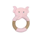 Ring Eco-Friendly Cute Animals Natural Silicone Wood Baby Teether Cow Teether Ring