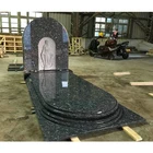 granite unique French large headstone with lasering flower