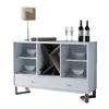 Smart Home Wine Cabinet Buffet Two Tone Finish in White Dark Taupe Color Console Table sideboard wooden