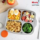 Nicety car kids 304 stainless steel food breakfast metal serving tray 4 compartment lunch buffet tray