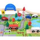 Track Train Train 40pcs Rail Overpass Wooden Railway Track Train Set Toy For Kids
