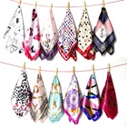 Wholesale Printed 50*50 Square Silk Like Polyester Satin Scarf Fashion Custom Logo Women