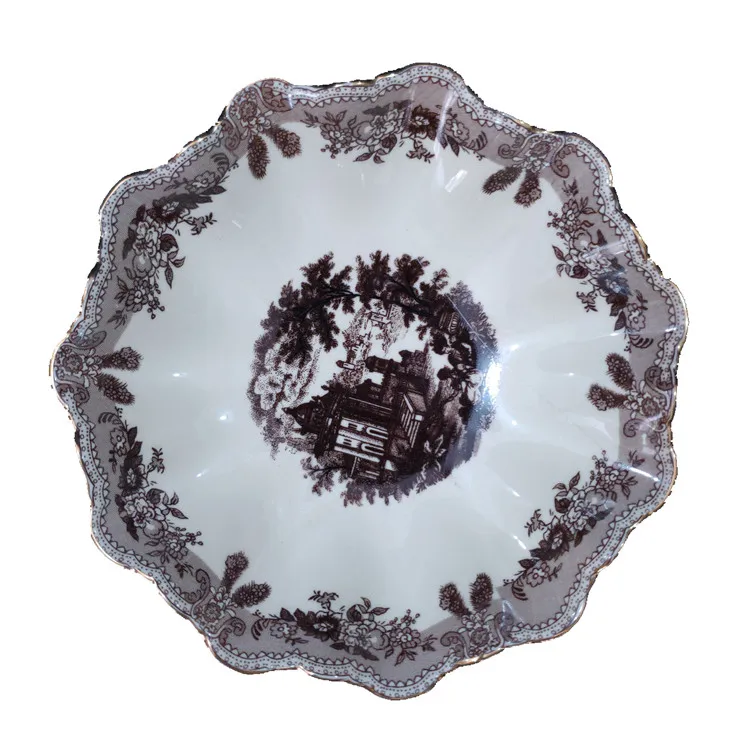 Best Selling Delicate Russia Style High Base Fruit Bowl Fruit Plate Cake Rack Kitchen Drawing Room Porcelain Plate