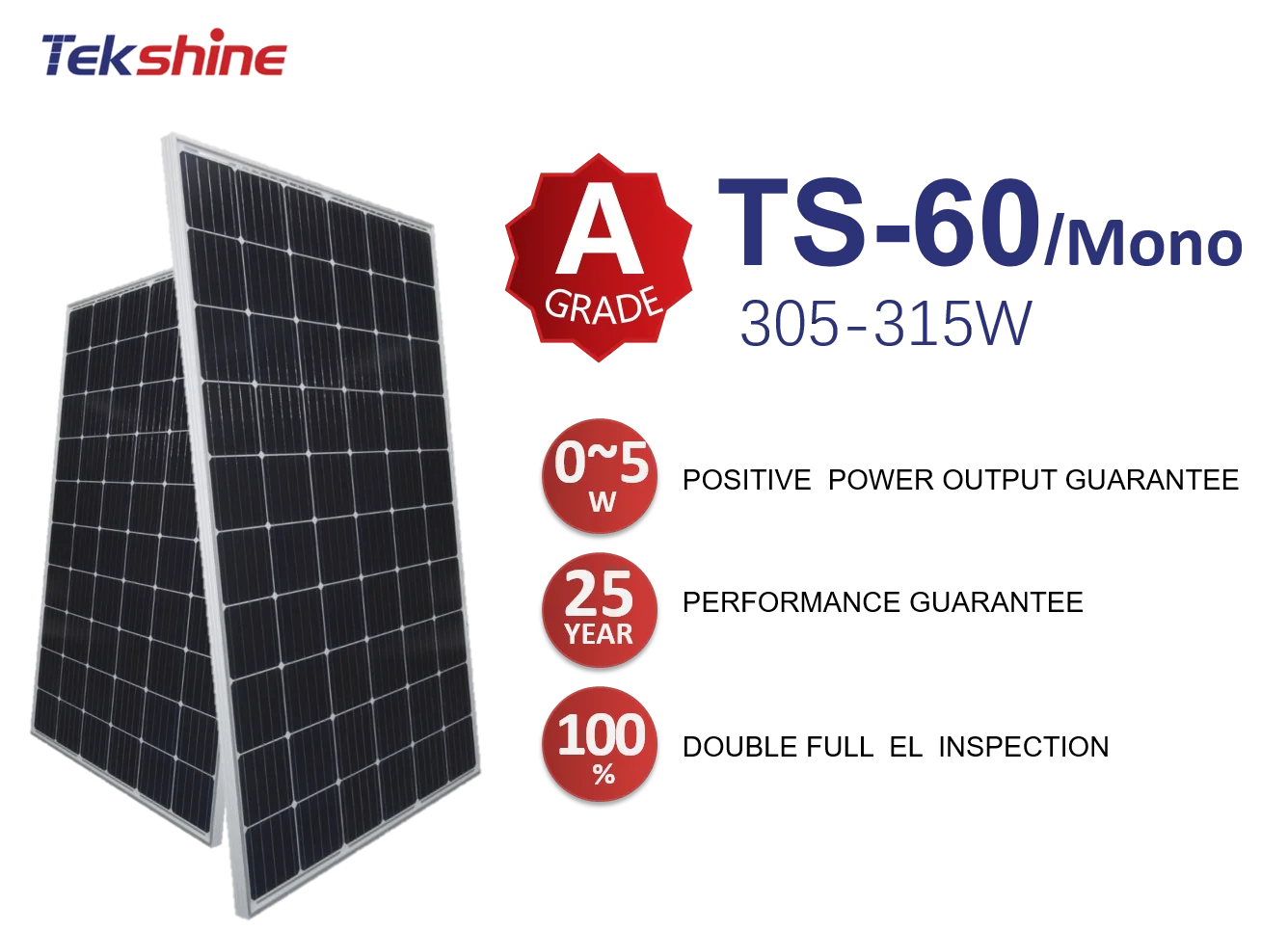 tekshine commercial use good quality 60cells mono 305w 310w 315w solar panel price