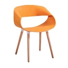 High quality colorful pp seat plastic living room leisure chair dining chair with wooden legs