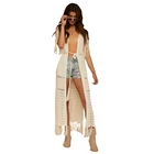 Sexy Long Crochet Tassel Bikini Swimsuit for Women Hollow Out Swimwear Kimono Cover Up
