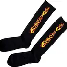 Custom Hip-hop Novelty Flame Fire Cotton Unisex Sport Socks