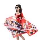 Hot Sale Fashionable 150*190 Cm Geometric Pattern Twill Print Sunscreen Thin Silk Scarf Women