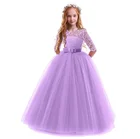 Solid Color Short Sleeve Belt dress for baby girl 2 to 12 years children