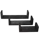 Space Art Decorative home wood solid set of 3 floating u shape wall shelf