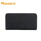 Minandio Black Zipper Round Wooden RFID Vegan Custom Card Men's Women Cork Wallet