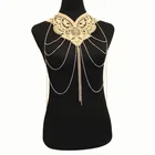 Gold Fine Chain with Yellow Flower Lace Bikini Body Chain Necklace Jewelry