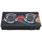 Infrared double burner glass top table gas cooker with enamel pan support and powder coated stove body