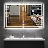Factory price fashion finger touch clock hotel bathroom led light mirror
