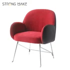 Modern Red Fabric Living Room Furniture Chair Soft Chair Indoor With Stainless steel Gold Legs