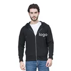 Custom man 100% cotton high quality full zip up zipper pocket hoodie