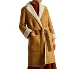 Custom long leather fur winter women coat with pocket