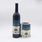 Custom Cheap Roll Adhesive Textured Paper Embossed Red Wine Bottle Sticker Matte Gold Printing Labels